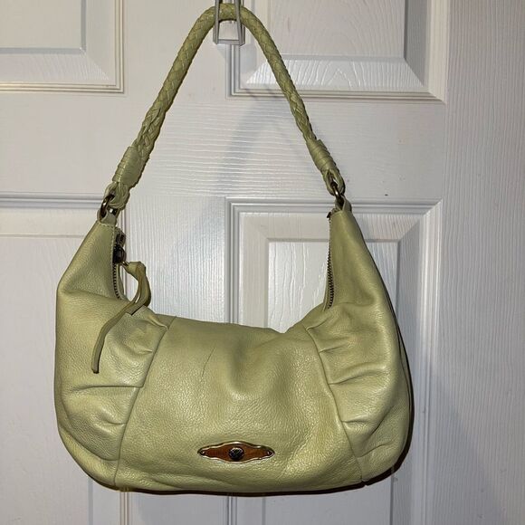 Elliott Lucca Leather mint green shoulder bag with antique tone hardwares - Picture 1 of 15